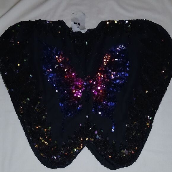 Vntg Iris Multicolor Sequin Butterfly Top - Picture 7 of 9